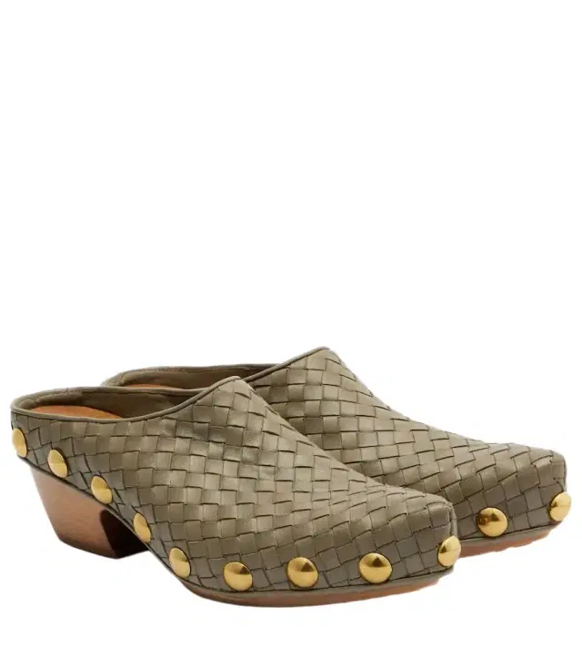 Bottega Veneta Gondola Intrecciato studded leather clogs