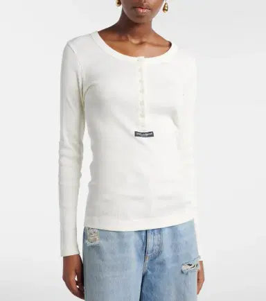 Dolce & Gabbana Ribbed cotton Henley shirt | Thumbnail 2