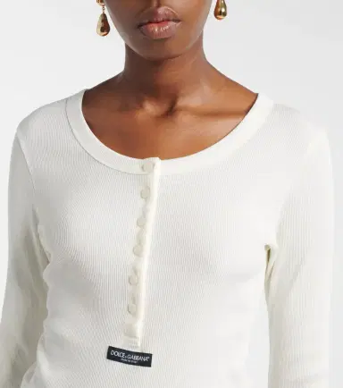 Dolce & Gabbana Ribbed cotton Henley shirt | Thumbnail 5