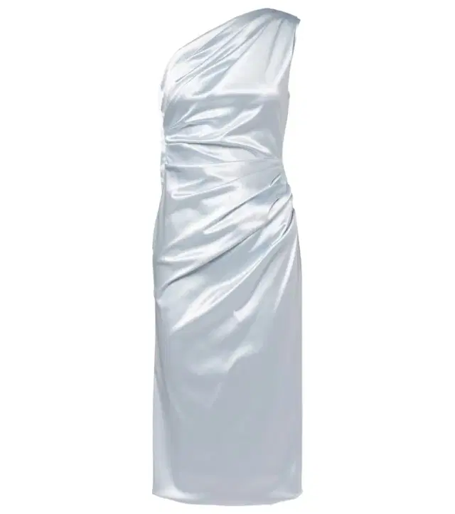 Ruched one-shoulder satin cocktail dress