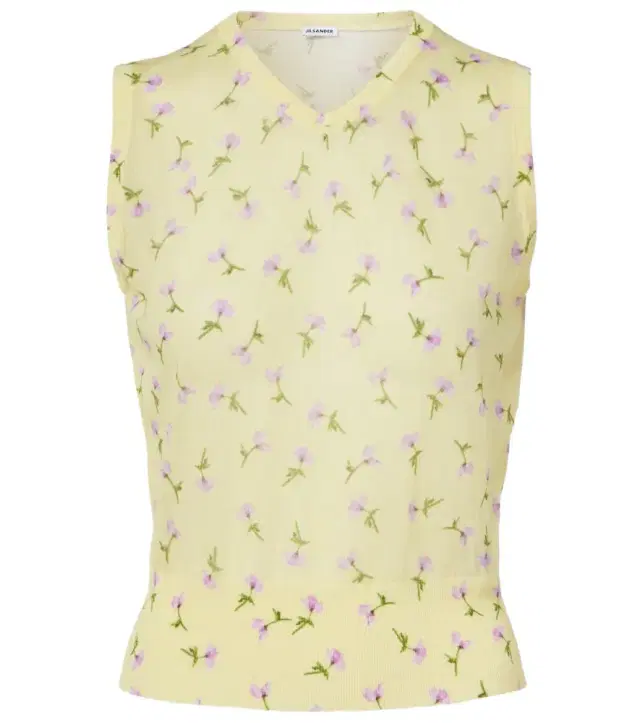 Jil Sander Floral cotton-blend top