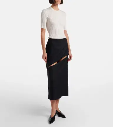 Jil Sander Cutout wool and mohair midi skirt | Thumbnail 5 Jil Sander Cutout wool and mohair midi skirt | Thumbnail 5