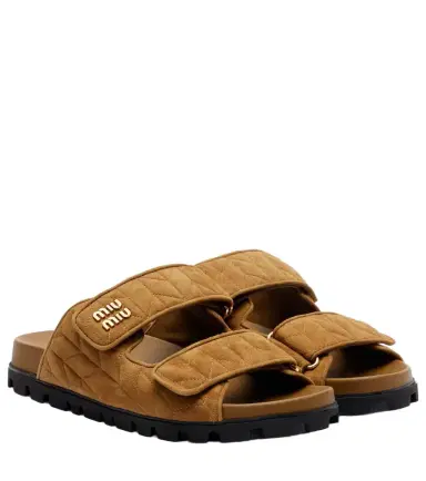 Miu Miu Quilted suede slides | Thumbnail 1 Miu Miu Quilted suede slides | Thumbnail 1
