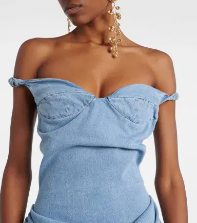 Magda Butrym Gathered off-shoulder denim minidress | Thumbnail 2