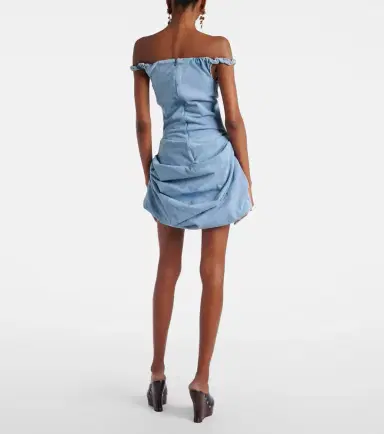 Magda Butrym Gathered off-shoulder denim minidress | Thumbnail 4