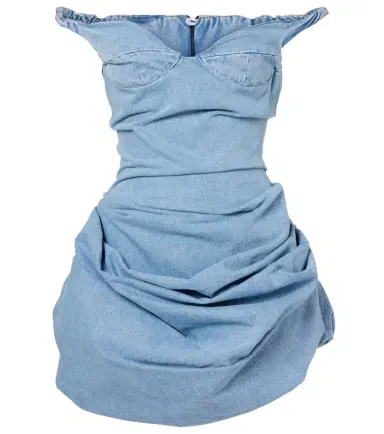 Magda Butrym Gathered off-shoulder denim minidress | Thumbnail 1
