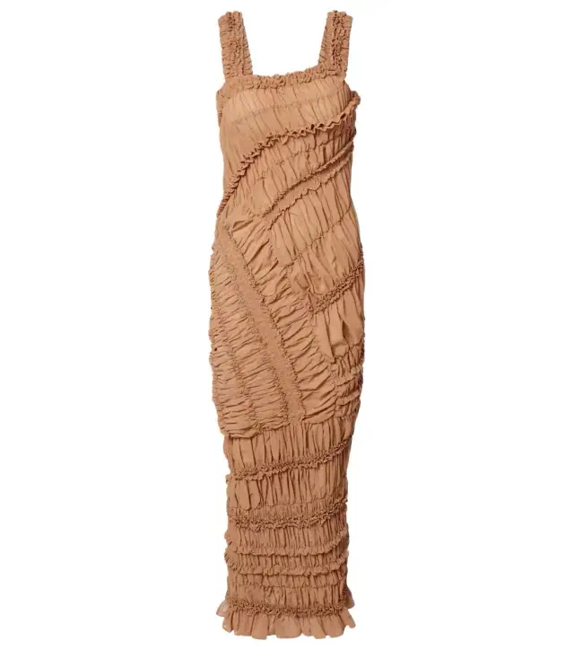Magda Butrym Ruched ruffled cotton midi dress