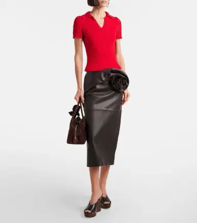 Magda Butrym Crochet-trimmed cotton polo shirt | Thumbnail 2