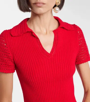 Magda Butrym Crochet-trimmed cotton polo shirt | Thumbnail 3