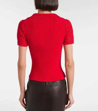 Magda Butrym Crochet-trimmed cotton polo shirt | Thumbnail 4