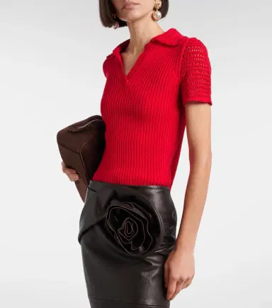 Magda Butrym Crochet-trimmed cotton polo shirt | Thumbnail 5