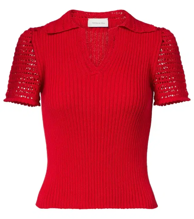 Crochet-trimmed cotton polo shirt