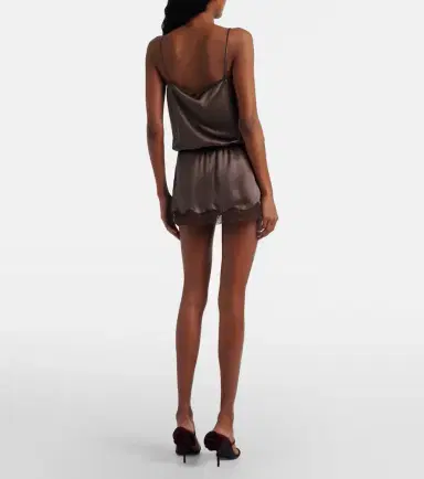 Magda Butrym Lace-trimmed silk satin miniskirt | Thumbnail 5