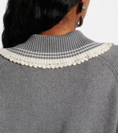 Magda Butrym Crochet-trimmed cotton and cashmere polo sweater | Thumbnail 3 Magda Butrym Crochet-trimmed cotton and cashmere polo sweater | Thumbnail 3