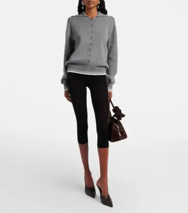 Magda Butrym Crochet-trimmed cotton and cashmere polo sweater | Thumbnail 7 Magda Butrym Crochet-trimmed cotton and cashmere polo sweater | Thumbnail 7
