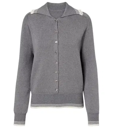 Magda Butrym Crochet-trimmed cotton and cashmere polo sweater | Thumbnail 1 Magda Butrym Crochet-trimmed cotton and cashmere polo sweater | Thumbnail 1