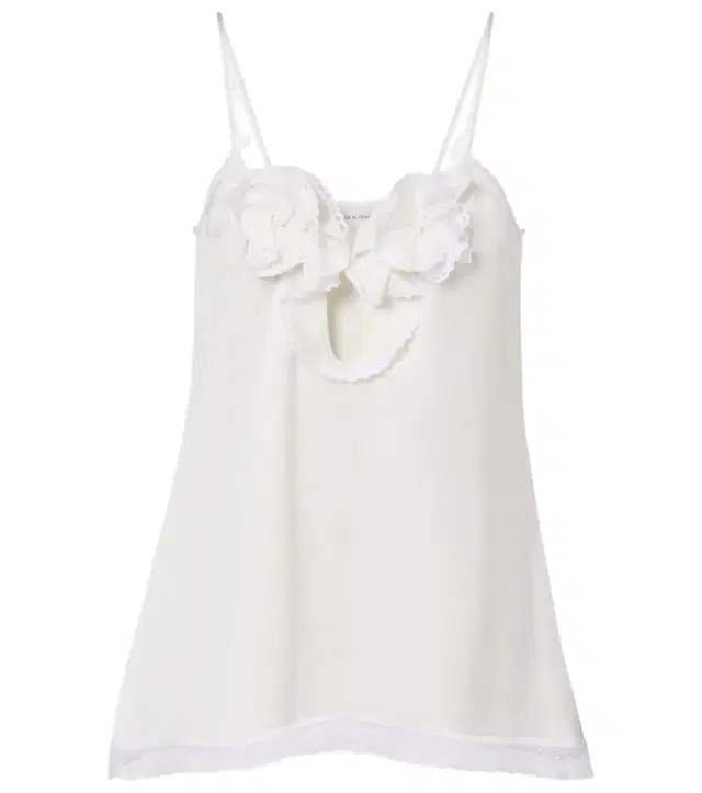 Floral-appliqué lace-trimmed silk satin camisole