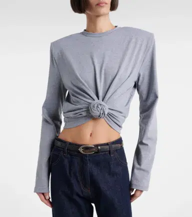 Magda Butrym Cropped cotton-blend jersey top | Thumbnail 3