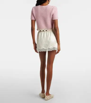 Magda Butrym Lace-trimmed silk satin miniskirt | Thumbnail 4