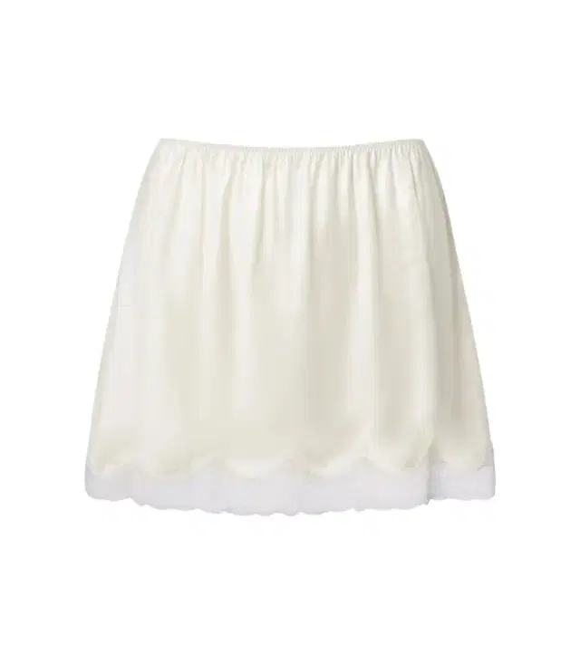 Lace-trimmed silk satin miniskirt