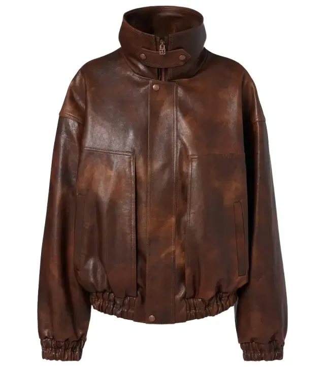 Leather blouson jacket