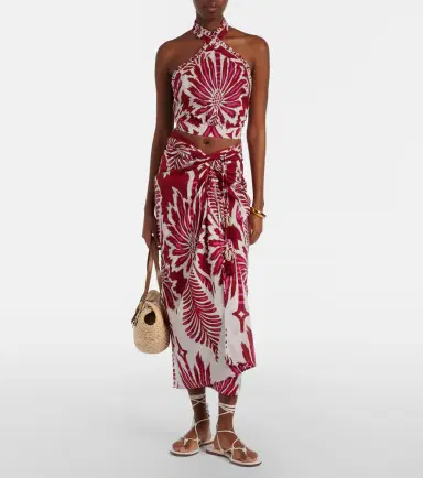 Poupette St Barth Uma floral gathered cotton midi skirt | Thumbnail 3