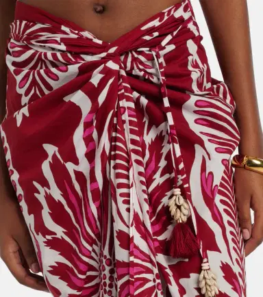 Poupette St Barth Uma floral gathered cotton midi skirt | Thumbnail 4