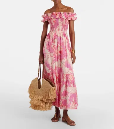 Poupette St Barth Suzanne off-shoulder cotton maxi dress | Thumbnail 4