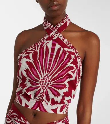 Poupette St Barth Suma floral halterneck cotton top | Thumbnail 3
