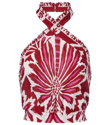 Poupette St Barth Suma floral halterneck cotton top | Thumbnail 1