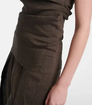 Proenza Schouler Anoushka draped linen-blend slub top | Thumbnail 2