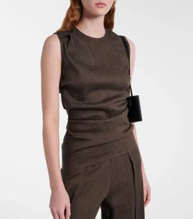 Proenza Schouler Anoushka draped linen-blend slub top | Thumbnail 3