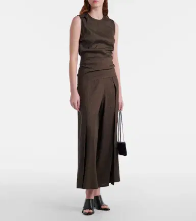 Proenza Schouler Anoushka draped linen-blend slub top | Thumbnail 4