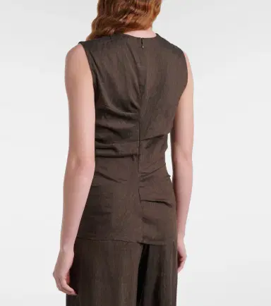 Proenza Schouler Anoushka draped linen-blend slub top | Thumbnail 5