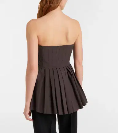 Proenza Schouler White Label Avine pleated peplum cotton top | Thumbnail 3