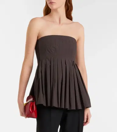 Proenza Schouler White Label Avine pleated peplum cotton top | Thumbnail 5