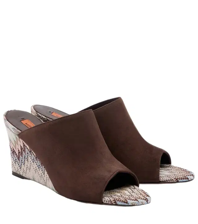 Missoni Mabel Zigzag suede wedge mules