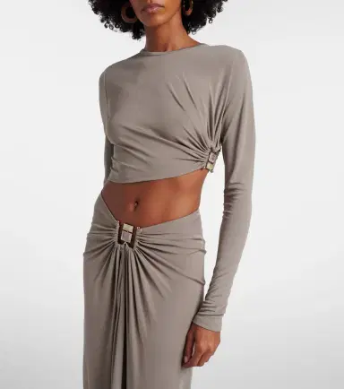Christopher Esber Bezel Quartz asymmetric jersey crop top | Thumbnail 2