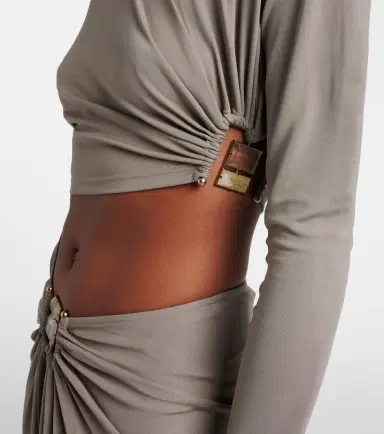 Christopher Esber Bezel Quartz asymmetric jersey crop top | Thumbnail 3