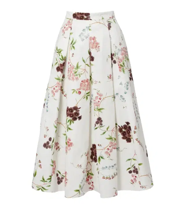 Erdem Floral pleated cotton poplin midi skirt