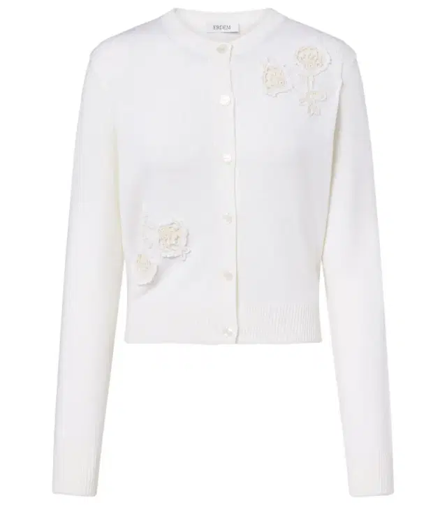 Erdem Floral-appliqué wool cardigan