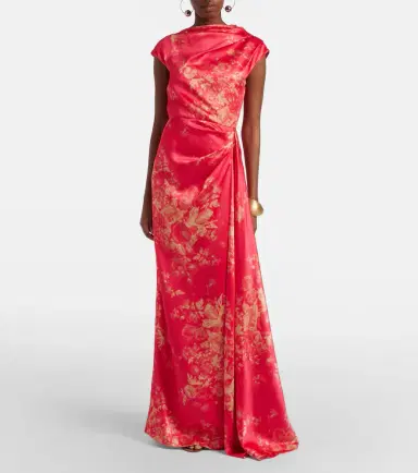 Erdem Draped floral duchess satin gown | Thumbnail 3