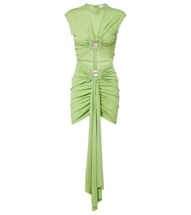 Christopher Esber Bezel Quartz cutout jersey minidress