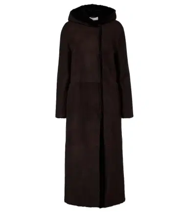 The Row Anaya hooded shearling-trimmed suede coat | Thumbnail 1 The Row Anaya hooded shearling-trimmed suede coat | Thumbnail 1