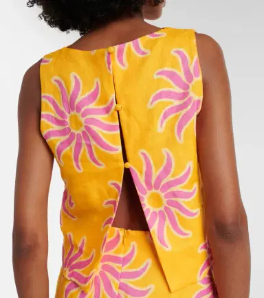 Cala de la Cruz Avelino printed linen crop top | Thumbnail 2
