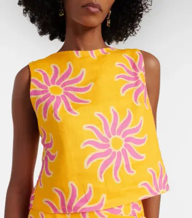 Cala de la Cruz Avelino printed linen crop top | Thumbnail 3