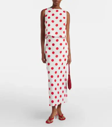 Cala de la Cruz Bruna polka-dot linen maxi skirt | Thumbnail 5