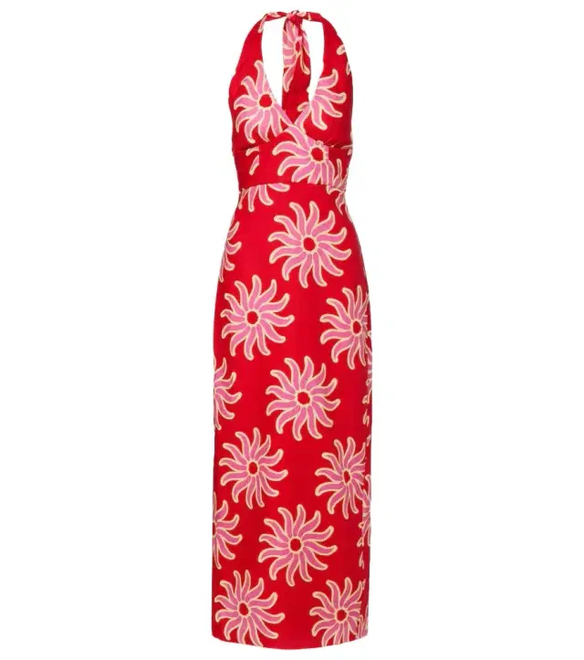 Dasha printed halterneck linen maxi dress