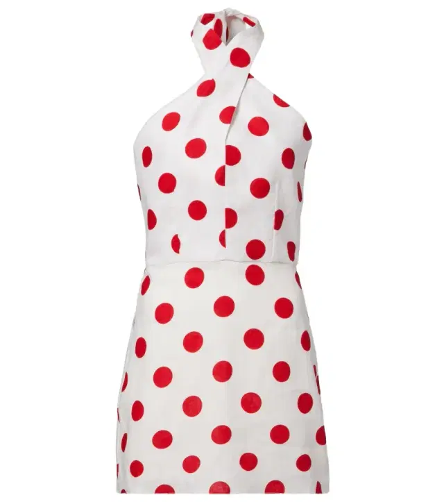 Veneta polka-dot halterneck linen minidress