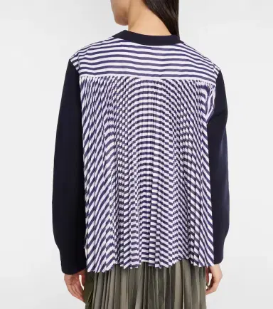 Sacai Striped cotton-blend sweatshirt | Thumbnail 2 Sacai Striped cotton-blend sweatshirt | Thumbnail 2